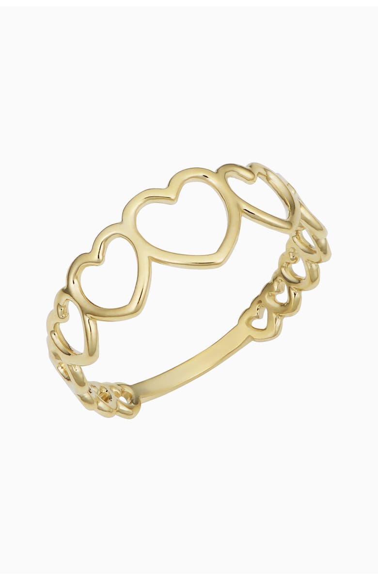Oradina 14K Yellow Gold Heart to Heart Ring, Main, color, Yellow Gold