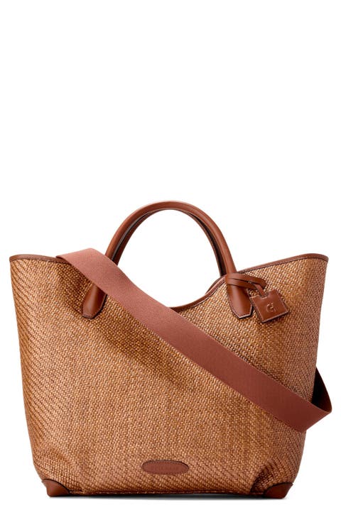 COLE HAAN コールハーン かごバッグ Montecito Straw Tote Women's Montecito Medium Straw Tote Bag in Light Beige