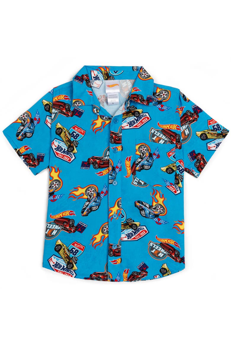 Short Sleeve Button Down Shirt, Main, color, Blue