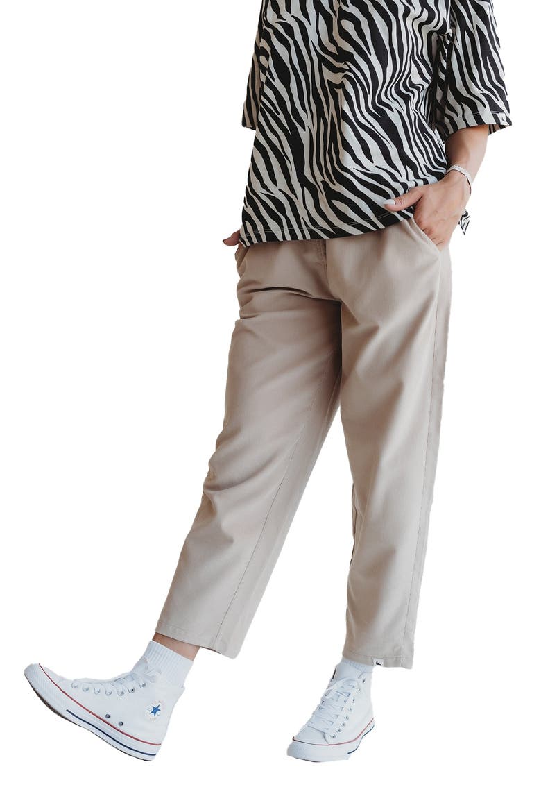 Organic Cotton Kate Corduroy Barrel Leg Trousers, Main, color, Stone