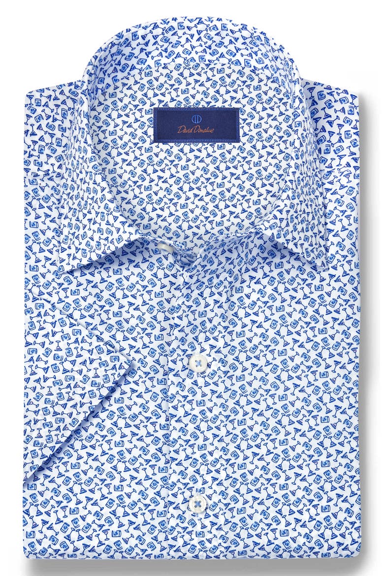 Neat Print Short Sleeve Shirt, Alternate, color, WHITE/ BLUE