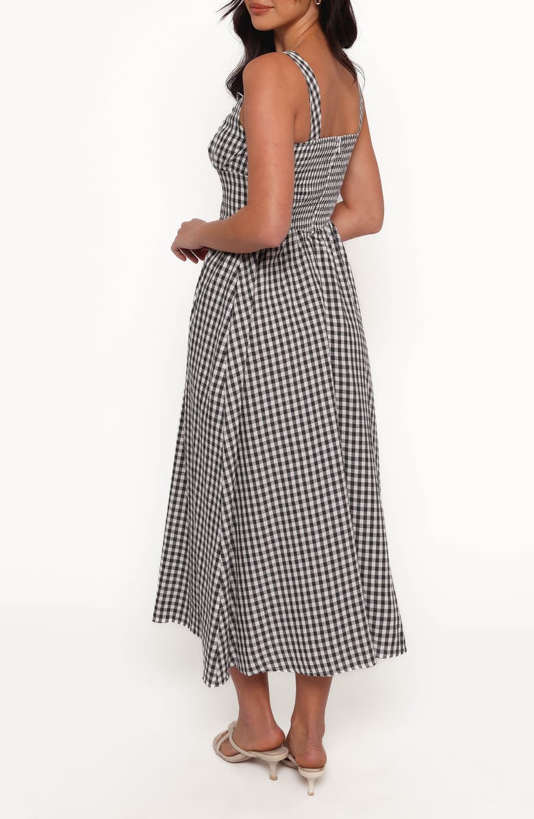 Petal & Pup Kinslee Corset Cotton Blend Midi Dress, Alternate, color, Black Gingham