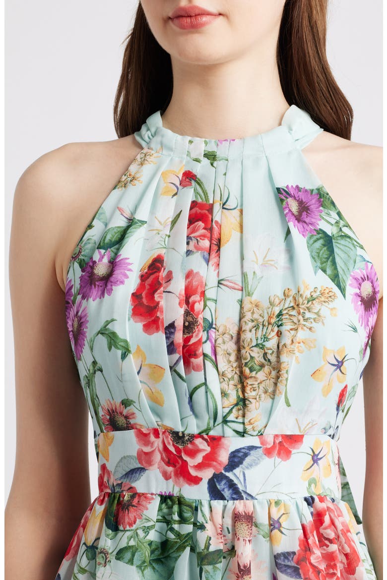 Floral Halter Neck Maxi Dress, Alternate, color, MINT
