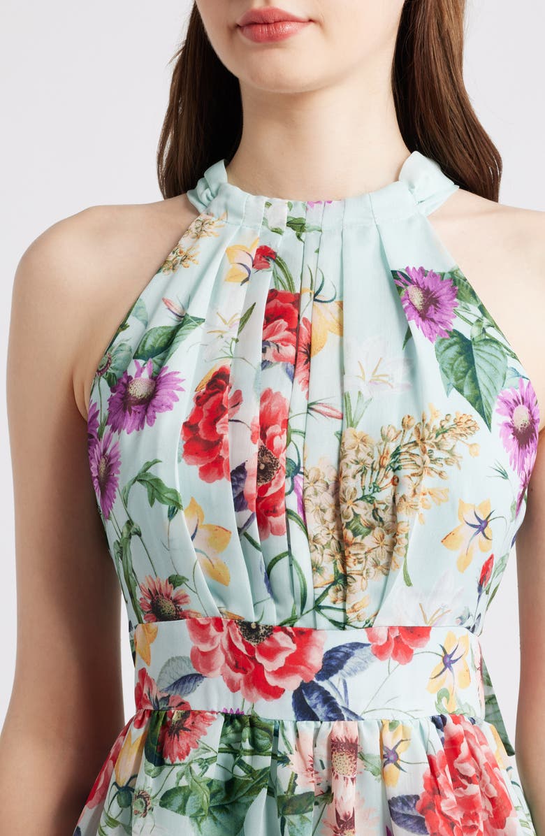 Eliza J Floral Halter Neck Maxi Dress, Alternate, color, Mint