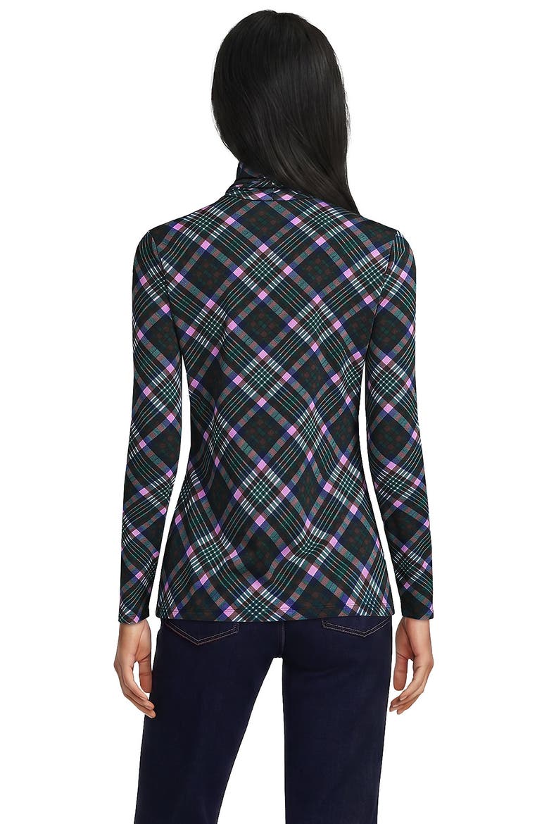 Lightweight Jersey Long Sleeve Turtleneck, Alternate, color, Dark Walnut/Pine Plaid
