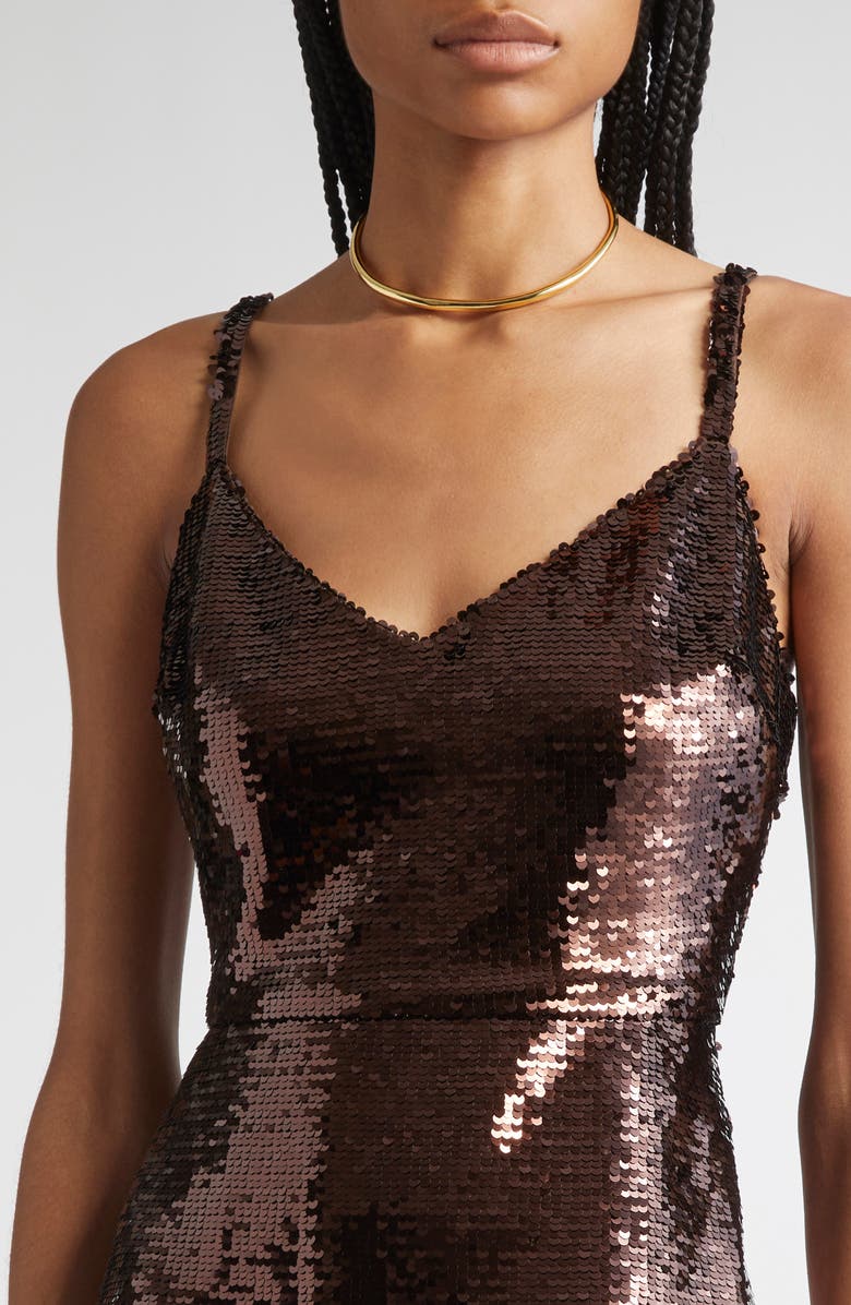 L'AGENCE Karma Sequin Maxi Dress, Alternate, color, Chocolate