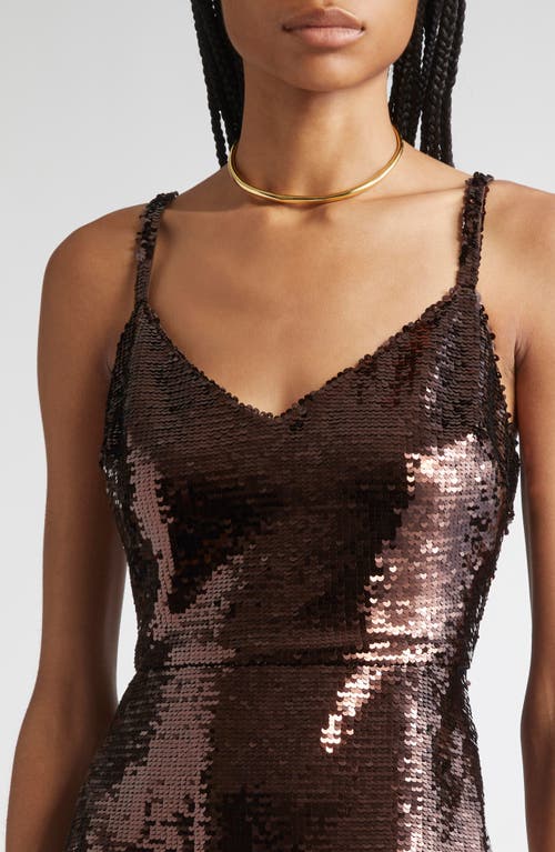 L'agence Karma Sequin Maxi Dress In Brown