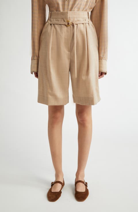 Drawstring Wool Bermuda Short - Black main image 0
