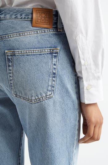 SS25【TOTEME】Worn Blue Organic Cotton Jeans twisted seams Twisted seam denim worn blue – TOTEME