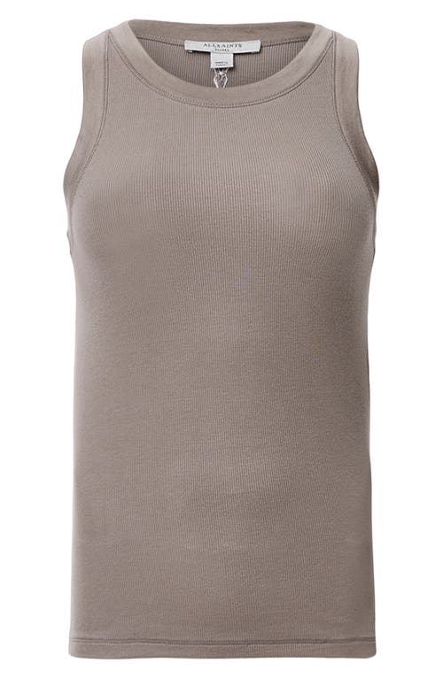 Allsaints Womens Rina Round-neck Sleeveless Stretch-woven Tank Pine Bark Brow