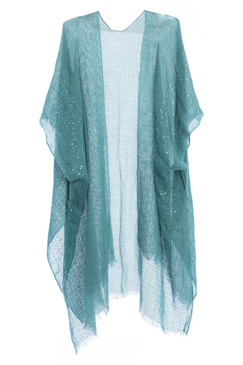 Sequin Embellished Ruana, Alternate, color, TURQUOISE