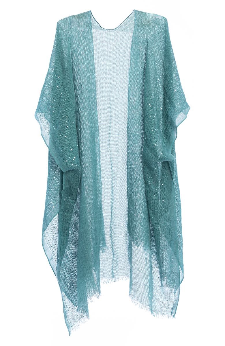 SAACHI Sequin Embellished Ruana, Alternate, color, Turquoise