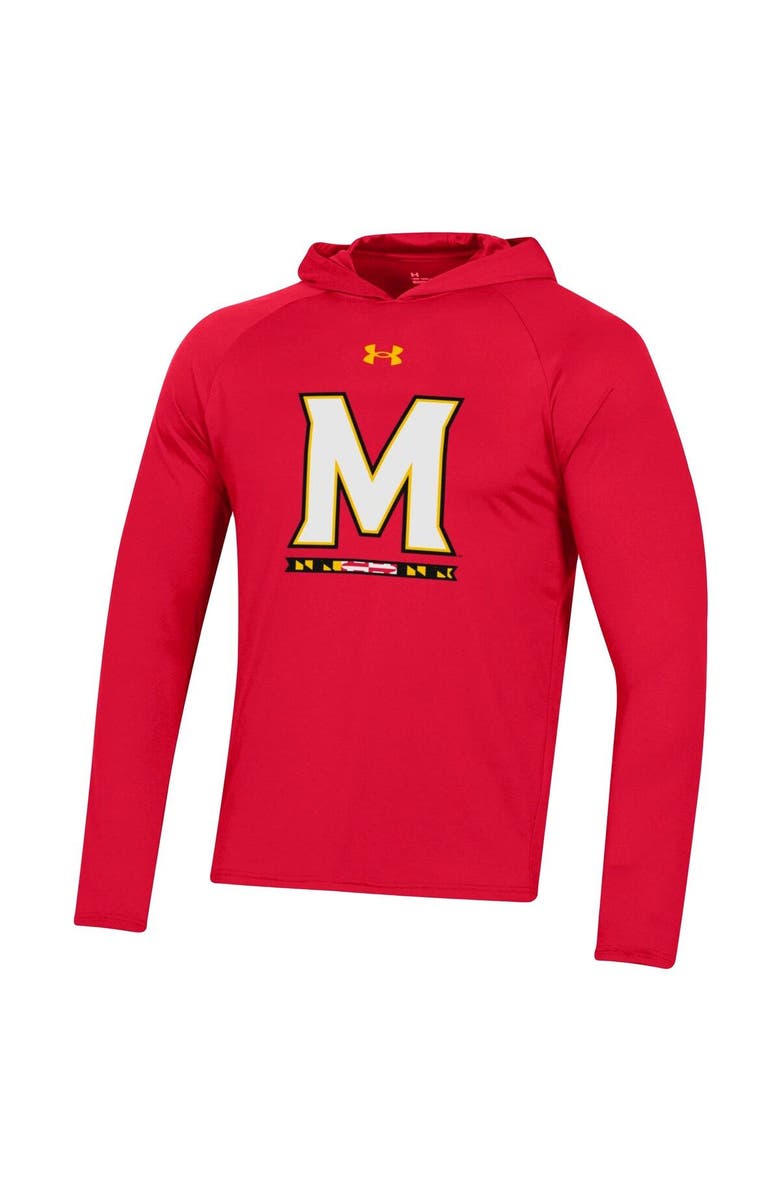 Under Armour Men's Under Armour  Red Maryland Terrapins School Logo Raglan Long Sleeve Hoodie Performance T-Shirt, Alternate, color, Red