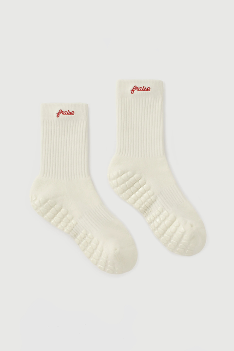 Vanille Script Grip Socks