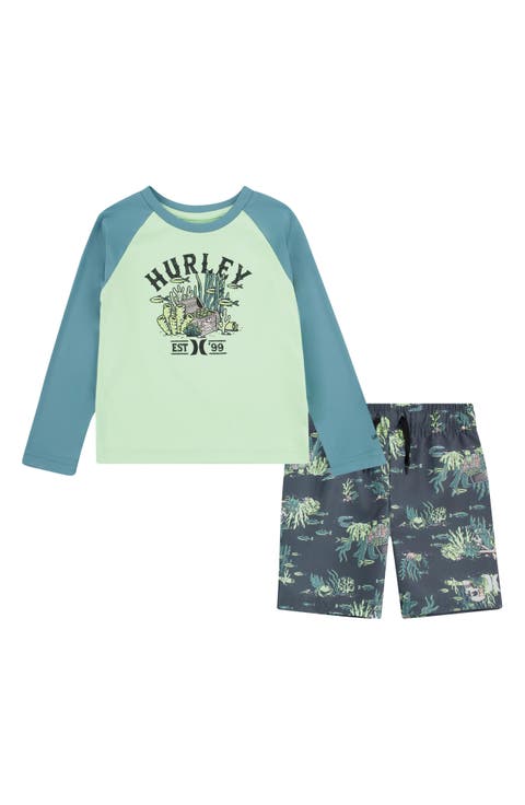 Kids' Treasure Hunt H₂O-Dri UPF 50+ Rashguard Top & Board Shorts Set (Toddler)