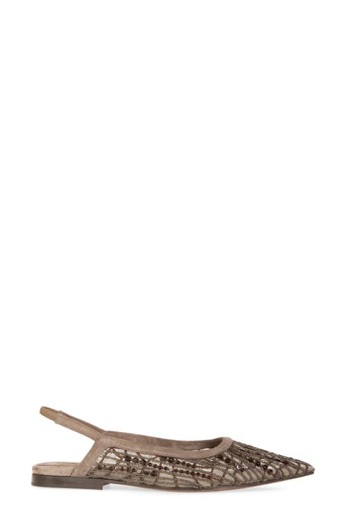 Brunello Cucinelli Ballerinas With Beads In Chocolate
