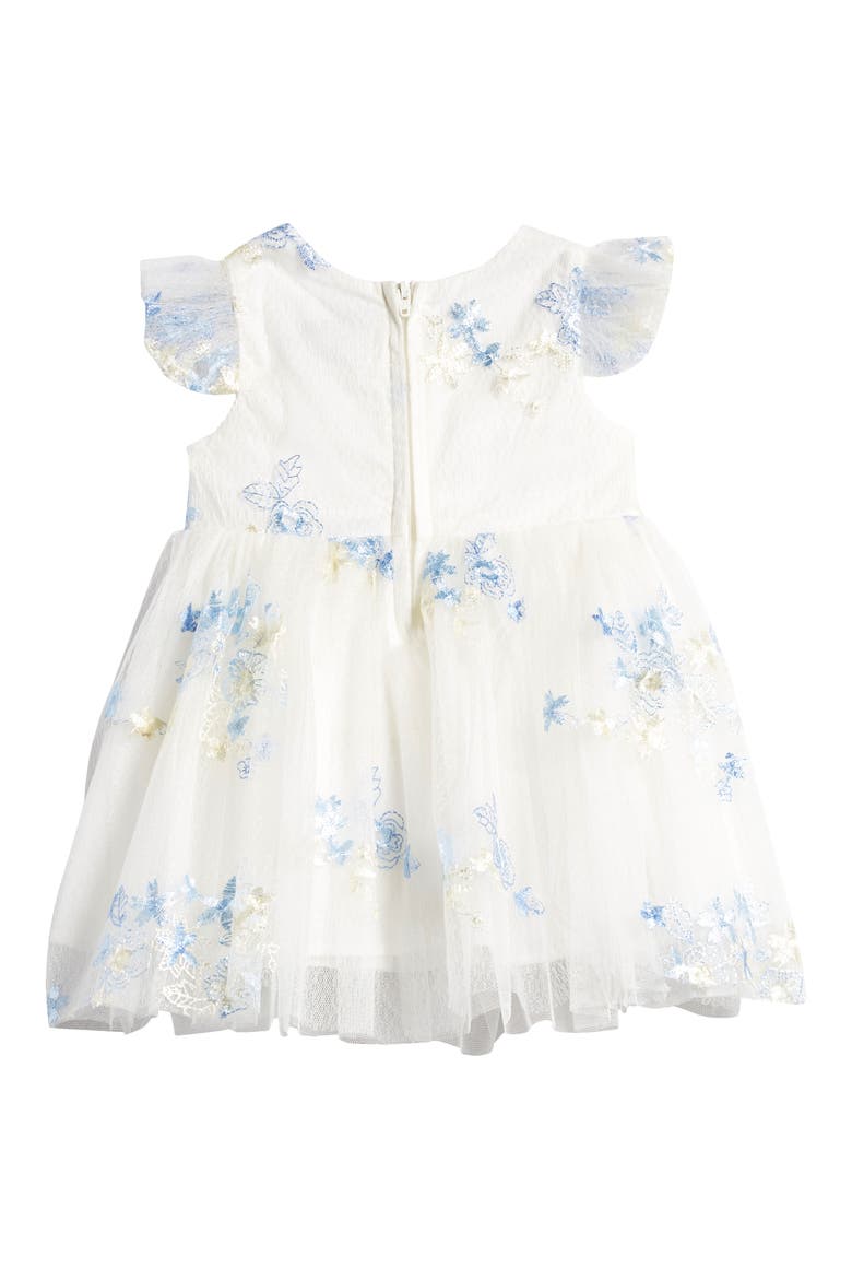 Floral Embroidered Tulle Dress, Alternate, color, WHITE/ BLUE