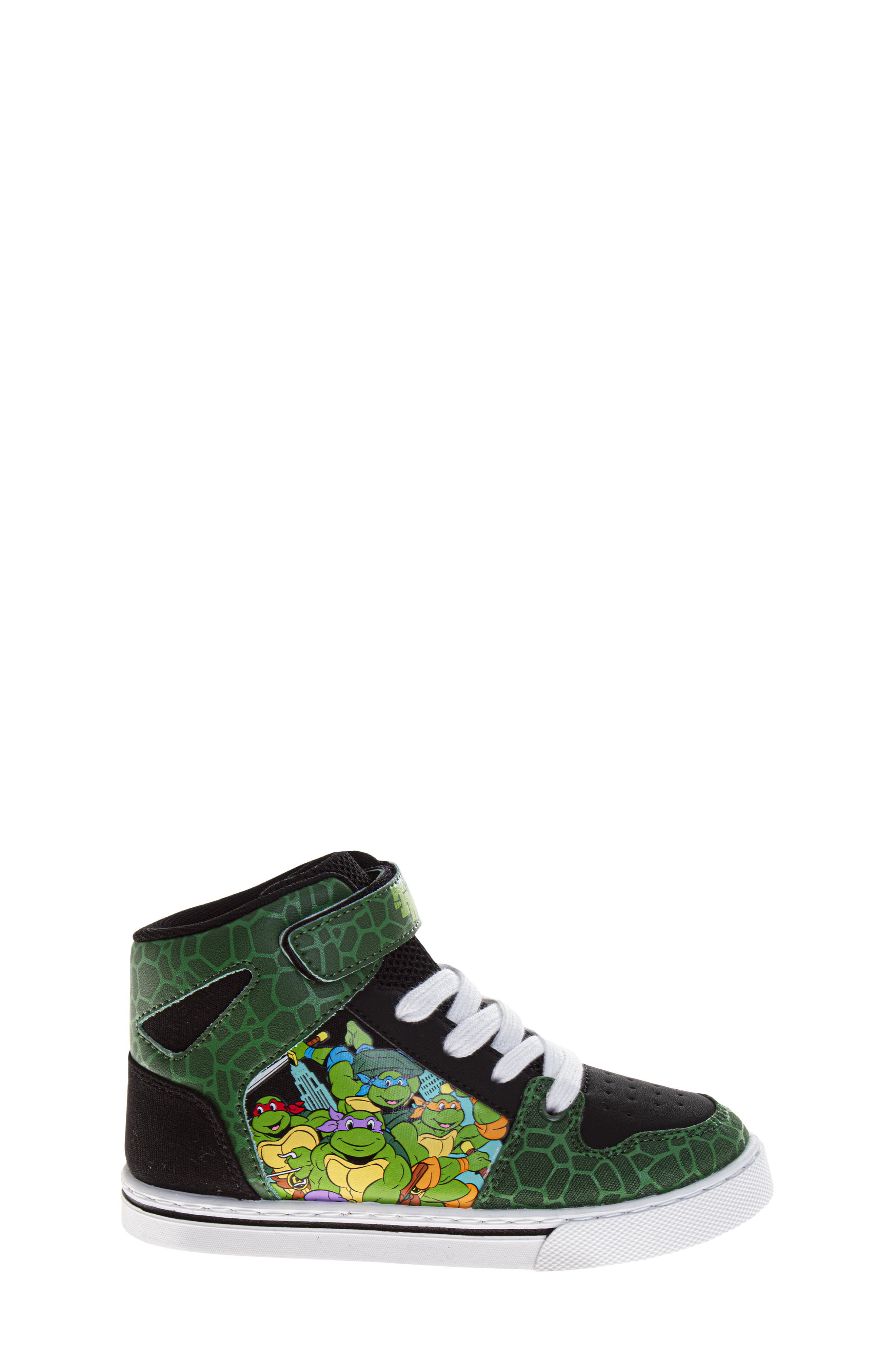 JOSMO Kids' Teenage Mutant Ninja Turtles High Top Canvas Sneaker, Alternate, color, Green/ Black