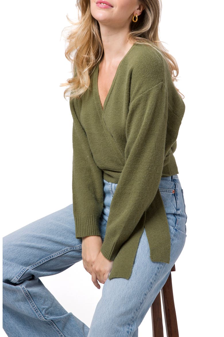 Davey Wrap Cardigan, Alternate, color, MOSS