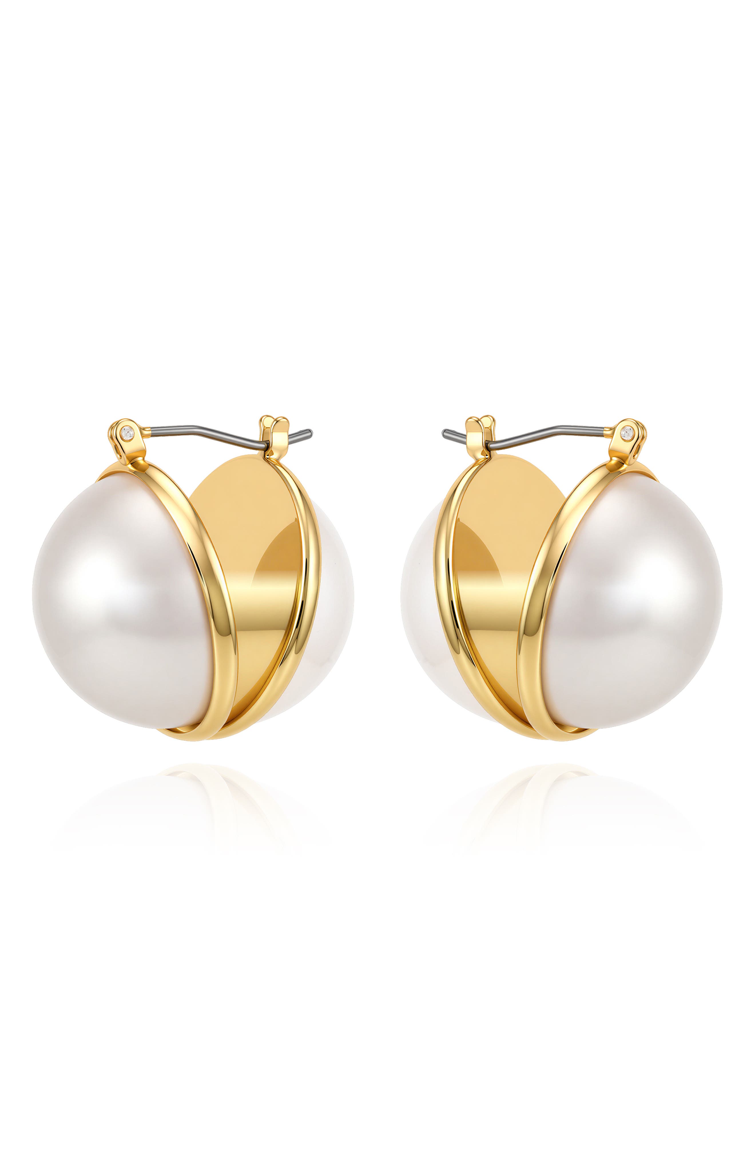 Imitation Pearl Hoop Earrings