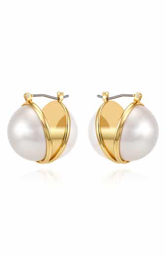 Imitation Pearl Hoop Earrings