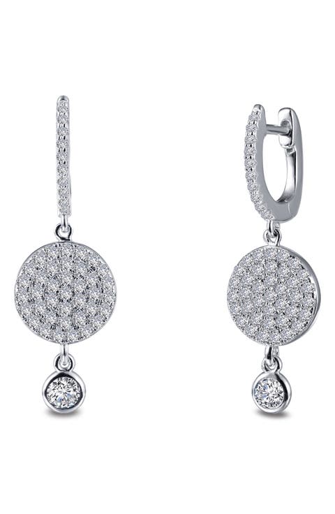 Simulated Diamond Bezel Drop Earrings