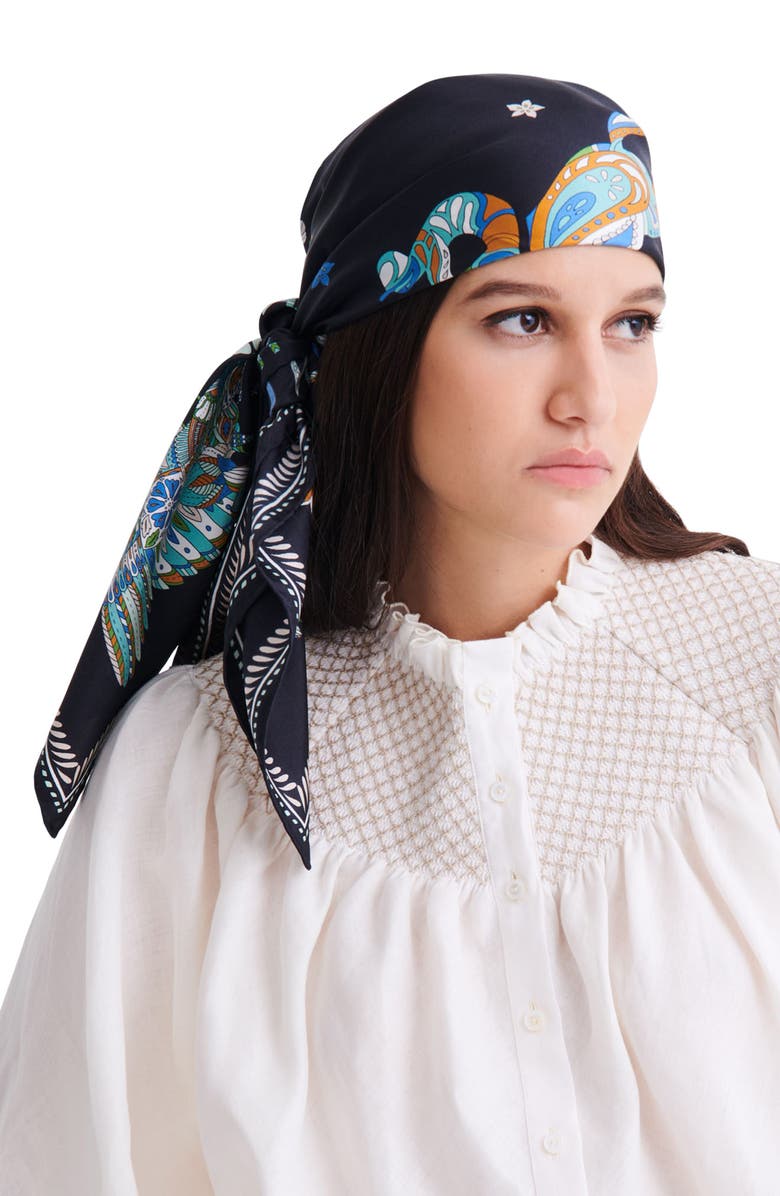 Longchamp Foret Square Silk Scarf, Alternate, color, 