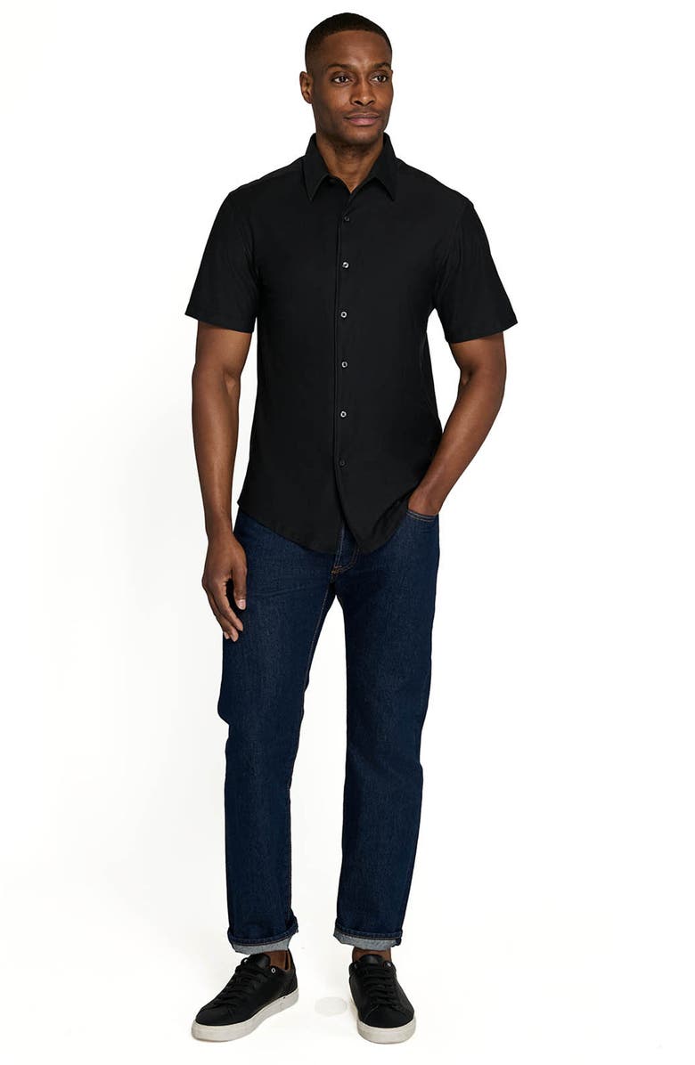 Brooklyn Brigade Solid Mapleton Luxe Cross Dyed Short Sleeve Shirt, Alternate, color, Black