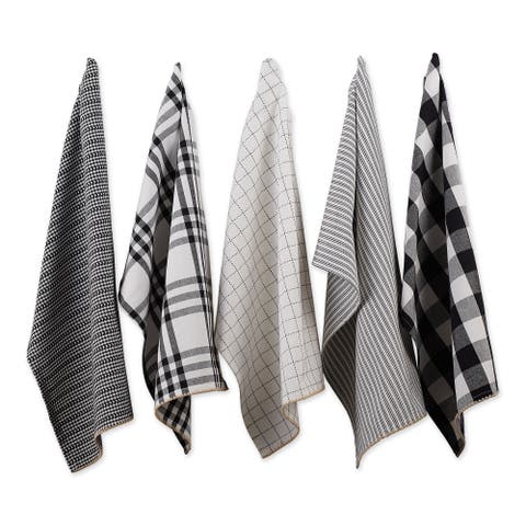 Black Farmhouse Woven Dishtowel Set/5