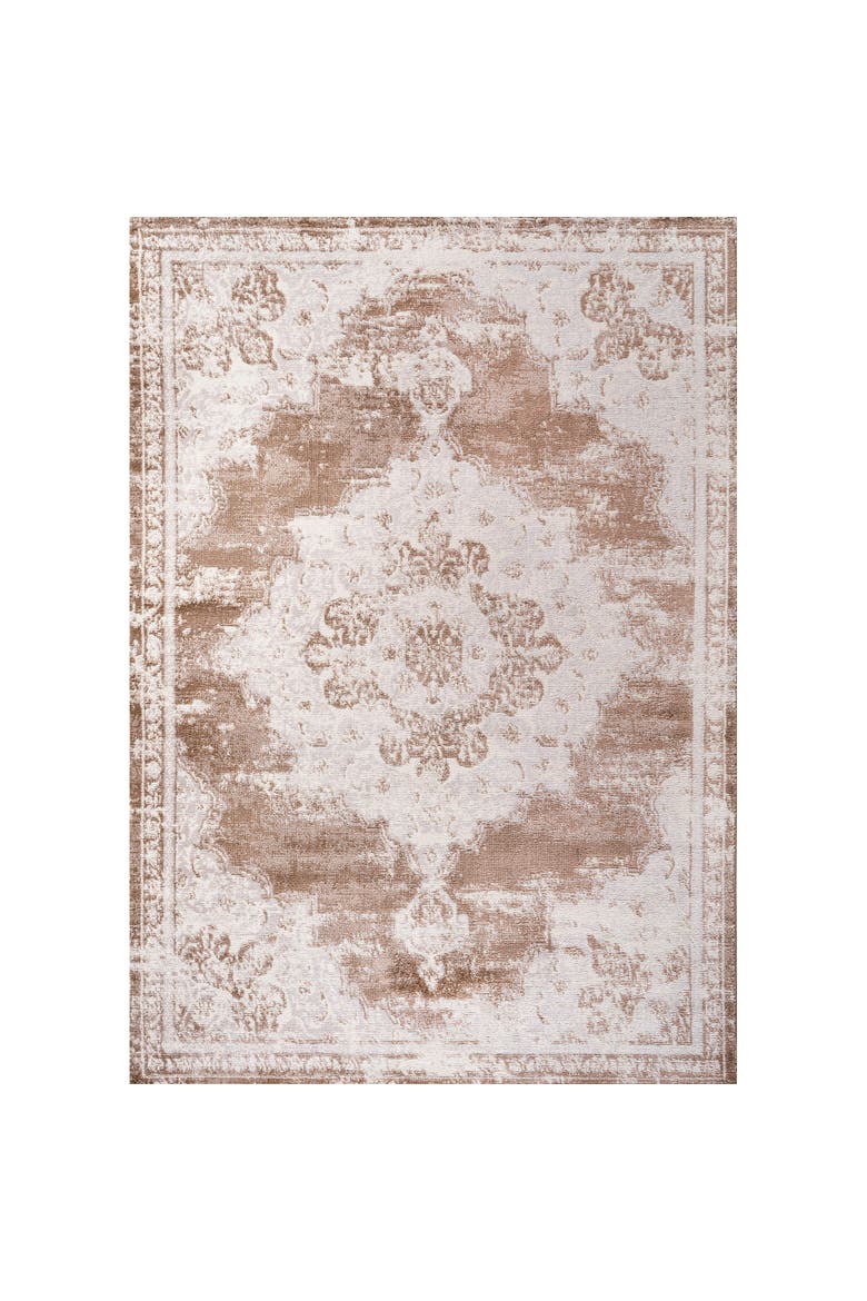 Alhambra Ornate Medallion Modern Area Rug, Main, color, Brown/Cream