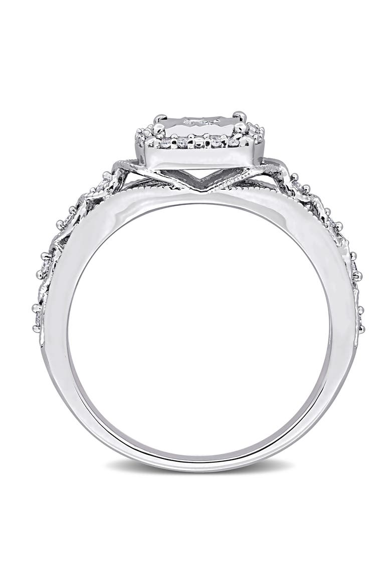 Diamond Halo Art Deco Ring, Alternate, color, WHITE
