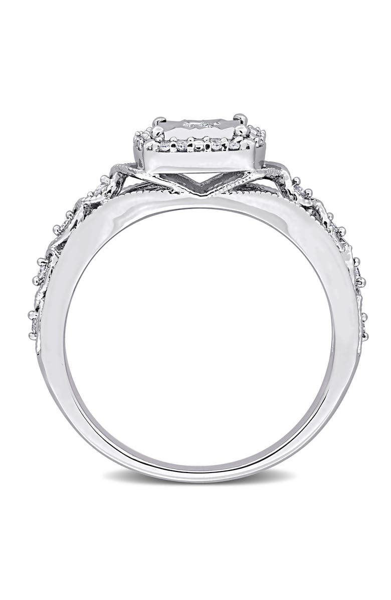 DELMAR Diamond Halo Art Deco Ring, Alternate, color, White