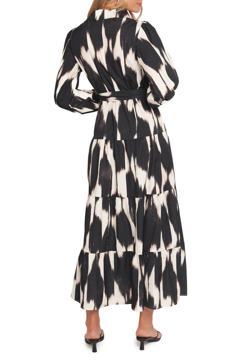 Lincoln Print Tie Waist Long Sleeve Maxi Shirtdress, Alternate, color, BLACK PRINT