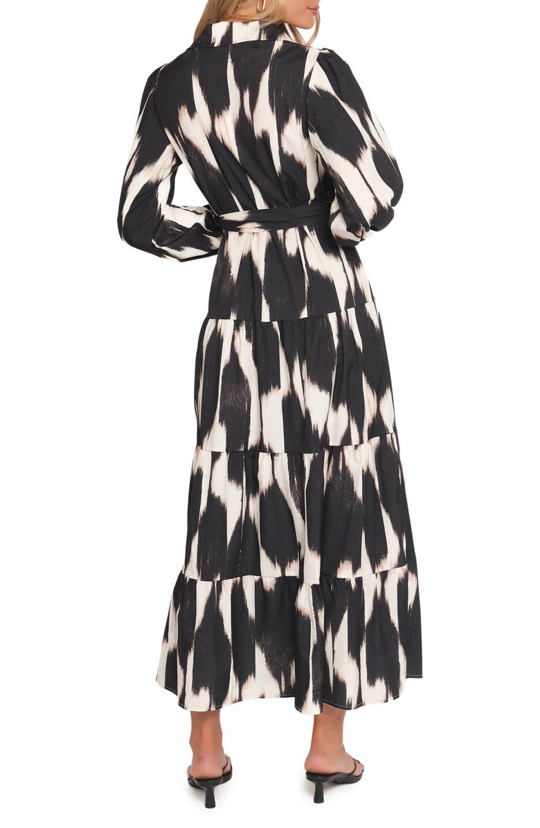 Petal & Pup Lincoln Print Tie Waist Long Sleeve Maxi Shirtdress, Alternate, color, 