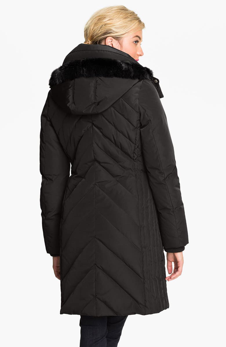 Andrew Marc Aubrey Genuine Rabbit Fur Trim Down Coat, Alternate, color,