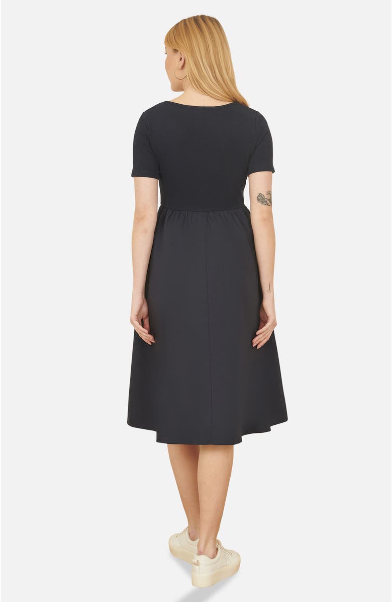 Yumi Jersey Top And Cotton Midi Dress, Alternate, color, Navy
