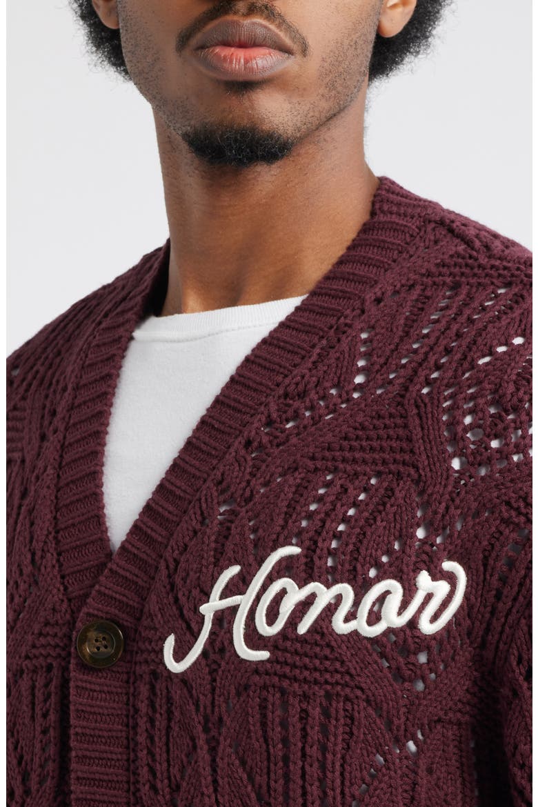 Open Stitch Cotton Cardigan, Alternate, color, BERRY
