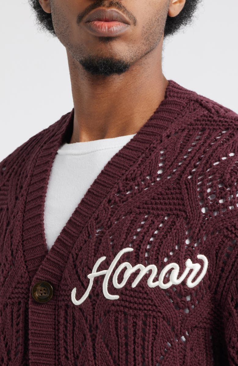 HONOR THE GIFT Open Stitch Cotton Cardigan, Alternate, color, Berry