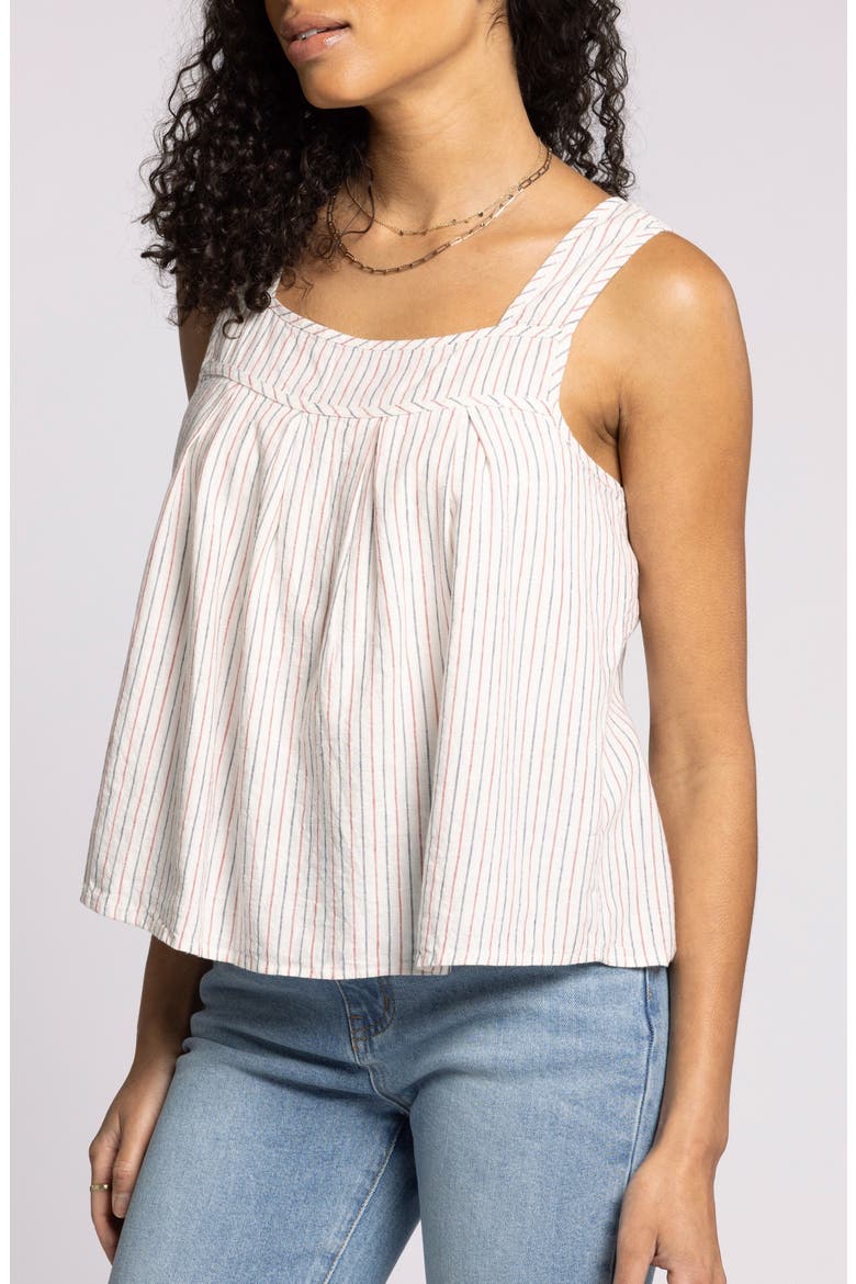 Lydia Pleated Linen Blend Tank, Alternate, color, RED NAVY