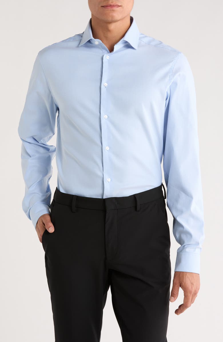 Calvin Klein All Season Slim Fit Stretch Dress Shirt, Main, color, Soft Blue