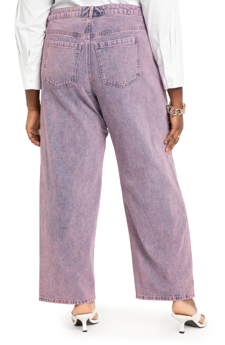 ELOQUII Pleated Wide Leg Jeans, Alternate, color, 