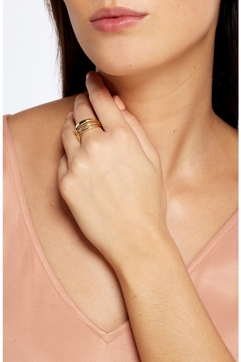 Illusion Triple Band Ring, Alternate, color, GOLD