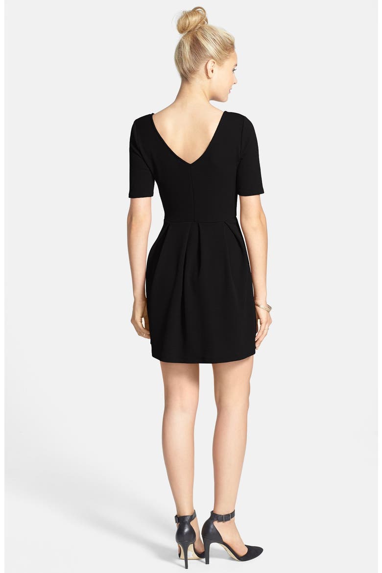 Text Knit Skater Dress, Alternate, color, BLACK
