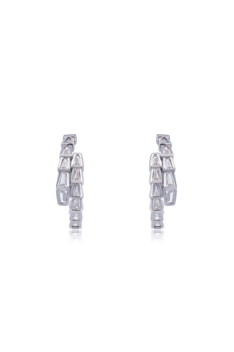 CZ Snake Hoop Earrings, Alternate, color, Sterling Silver
