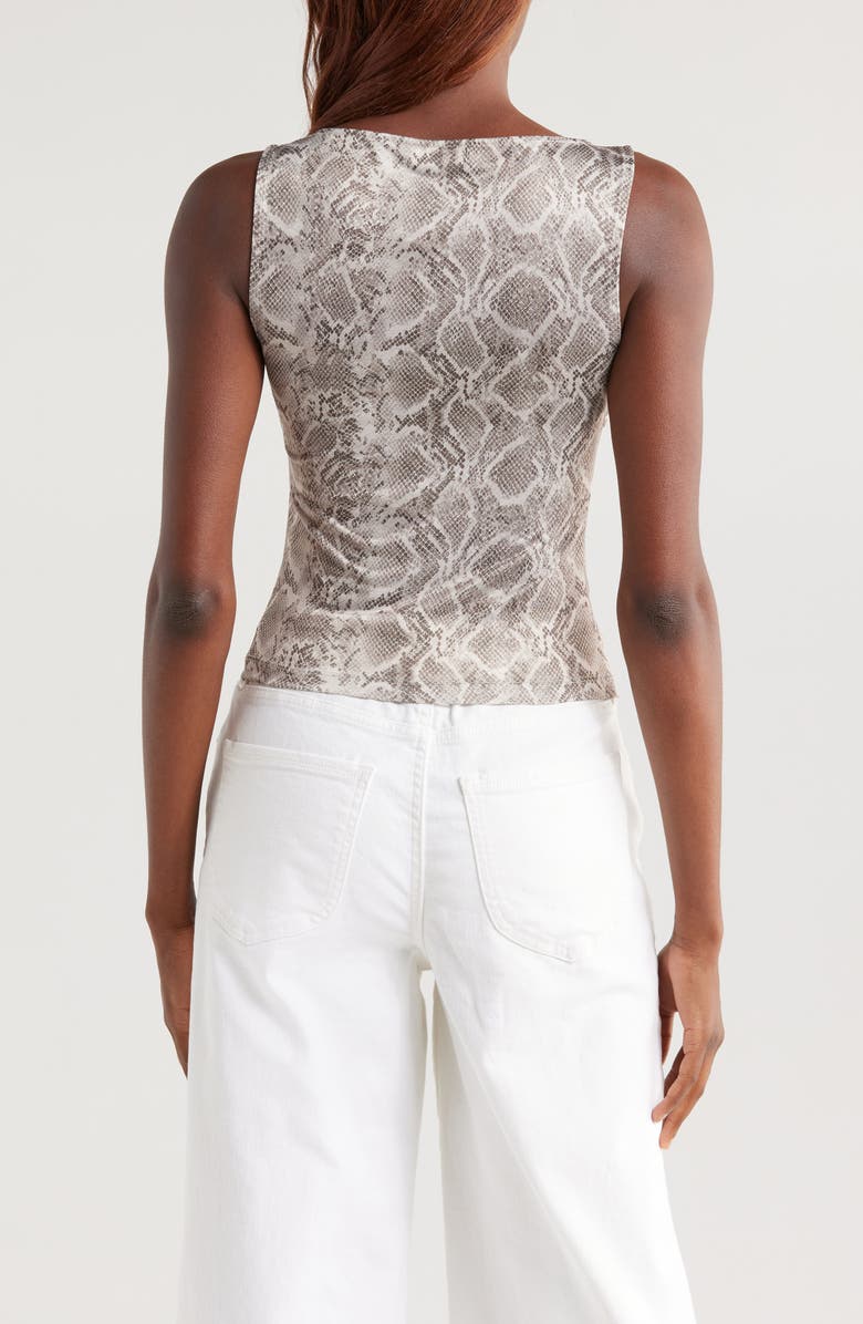 Good American Slinky Jersey Ruched Tank Top, Alternate, color, Snakeskin Print001