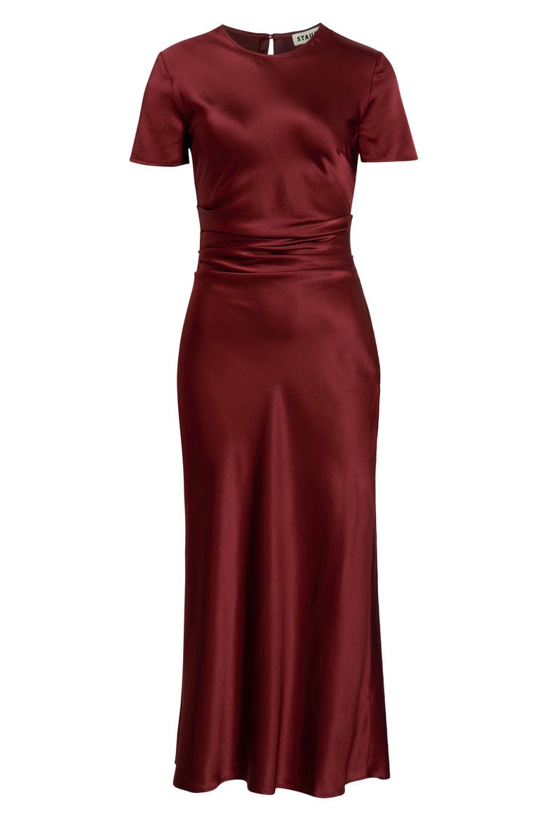 Marcel Stretch Silk Midi Dress, Alternate, color, SANGRIA