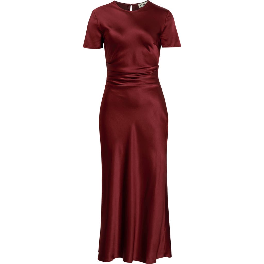 Staud Stretch-silk Marcel Midi Dress In Red