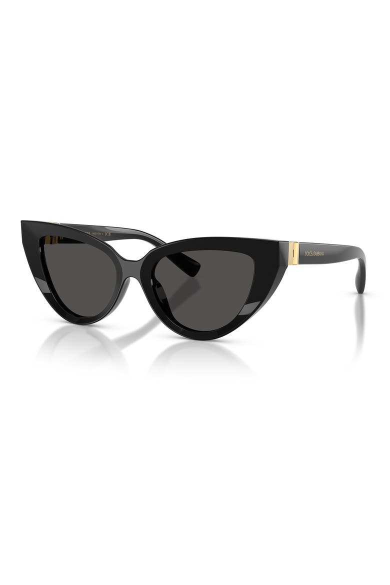 52mm Polarized Cat Eye Sunglasses, Alternate, color, BLACK