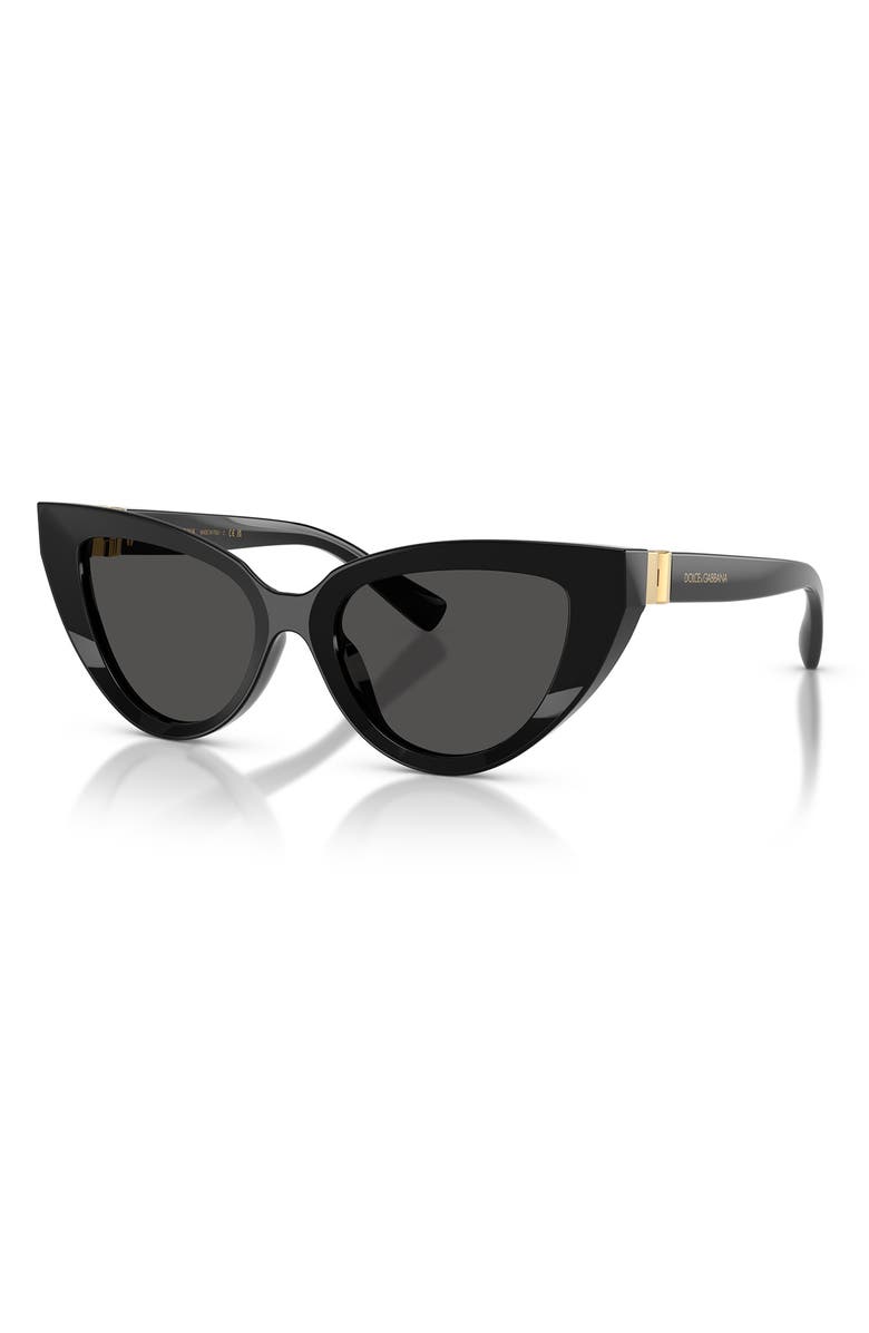 Dolce&Gabbana 52mm Polarized Cat Eye Sunglasses, Alternate, color, Black