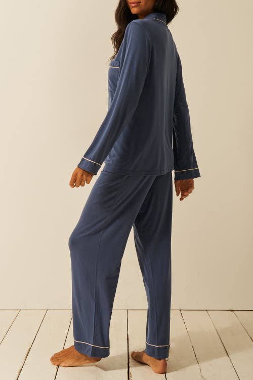 Stripe & Stare Long Pyjama Set In Blue